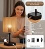Touch Table Lamp with USB A + Type C Charging Ports Dual AC Outlets, Touch Control