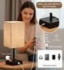 Touch Table Lamp with USB A + Type C Charging Ports Dual AC Outlets, Touch Control