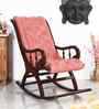 Touffy Fabric Upholstered Teak Wood Rocking Chair Brown In Burgundy Finish
