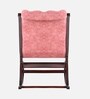 Touffy Fabric Upholstered Teak Wood Rocking Chair Brown In Burgundy Finish