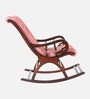 Touffy Fabric Upholstered Teak Wood Rocking Chair Brown In Burgundy Finish