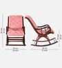 Touffy Fabric Upholstered Teak Wood Rocking Chair Brown In Burgundy Finish