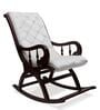 Touffy Solid Wood Rocking Chair in Brown & Silver Colour