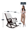 Touffy Solid Wood Rocking Chair in Brown & Silver Colour