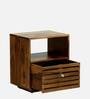Toulouse Sheesham Wood Bedside Table In Scratch Resistant Provincial Teak Finish With Drawer