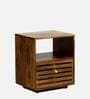 Toulouse Sheesham Wood Bedside Table In Scratch Resistant Provincial Teak Finish With Drawer