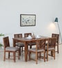 Tourconing Sheesham Wood 6 Seater Dining Set In Rustic Teak Finish