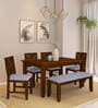 Tourconing Sheesham Wood 6 Seater Dining Set in Scratch Resistant Provincial Teak Finish With Bench