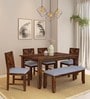 Tourconing Sheesham Wood 6 Seater Dining Set in Scratch Resistant Rustic Teak Finish With Bench