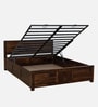 Tourconing Sheesham Wood King Size Bed In Provincial Teak Finish With Hydraulic Storage