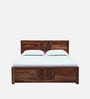 Tourconing Sheesham Wood King Size Bed In Rustic Teak Finish With Drawer Storage