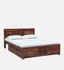 Tourconing Sheesham Wood King Size Bed In Rustic Teak Finish With Drawer Storage