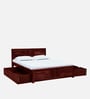 Tourconing Sheesham Wood Queen Size Bed In Honey Oak Finish With Drawer Storage