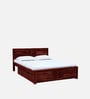 Tourconing Sheesham Wood Queen Size Bed In Honey Oak Finish With Drawer Storage
