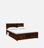 Tourconing Sheesham Wood Queen Size Bed In Provincial Teak Finish With Drawer Storage