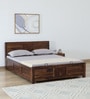Tourconing Sheesham Wood Queen Size Bed In Provincial Teak Finish With Hydraulic Storage