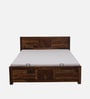 Tourconing Sheesham Wood Queen Size Bed In Provincial Teak Finish With Hydraulic Storage