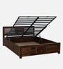 Tourconing Sheesham Wood Queen Size Bed In Provincial Teak Finish With Hydraulic Storage