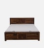Tourconing Sheesham Wood Queen Size Bed In Provincial Teak Finish With Hydraulic Storage