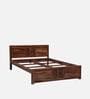 Tourconing Sheesham Wood Queen Size Bed In Rustic Teak Finish