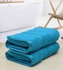Turquoise Blue Solid 500 GSM Cotton Hand Towels (Set of 2)