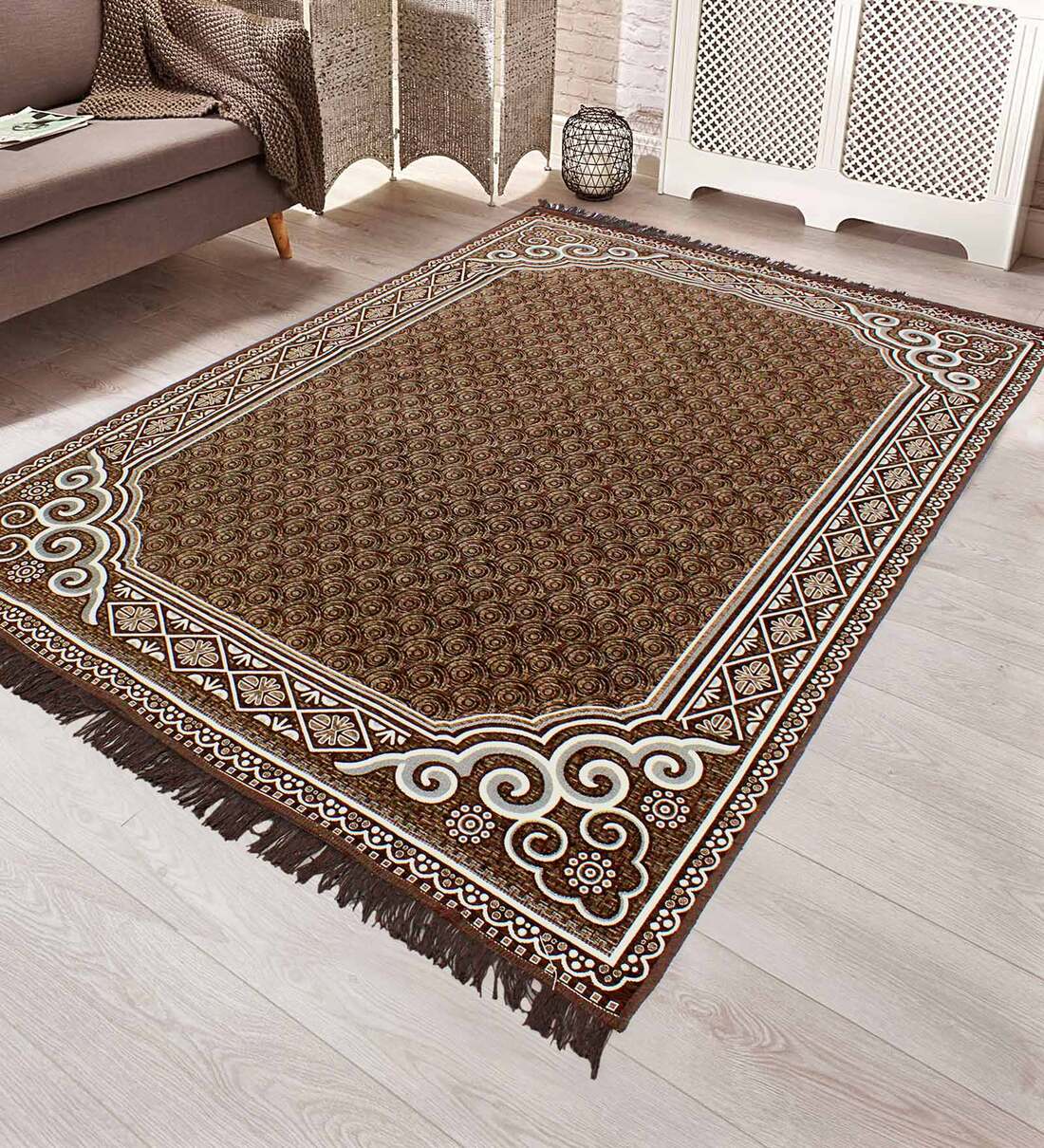 Buy Brown Persian Polyester 5 ft x 7 ft Machine Made Carpet at 44% OFF ...