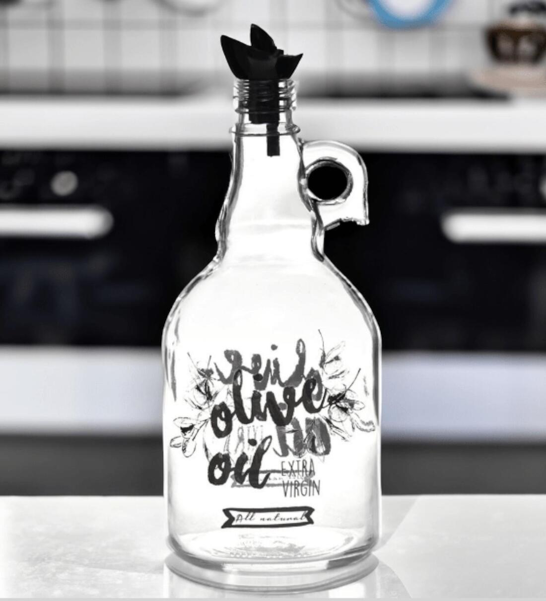 Buy Transparent 1000 ml Glass Oil Dispenser Bottle (Transparent & Black) at 50 OFF by home