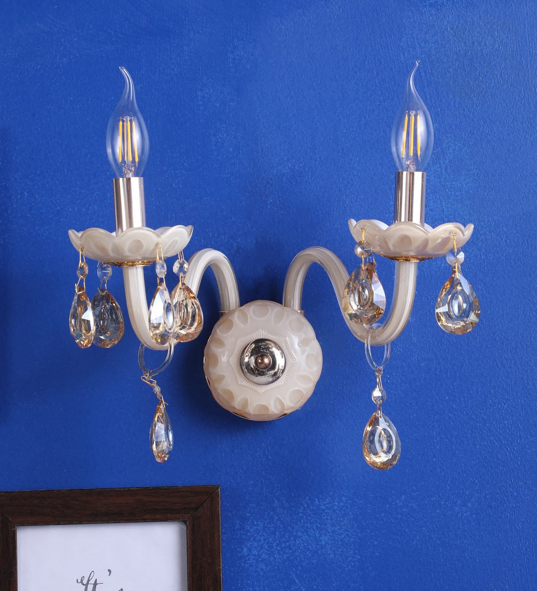 Buy Kiana Crystal Glass Wall Sconces by Stello Online Candle Wall Lights Wall Lights Lamps