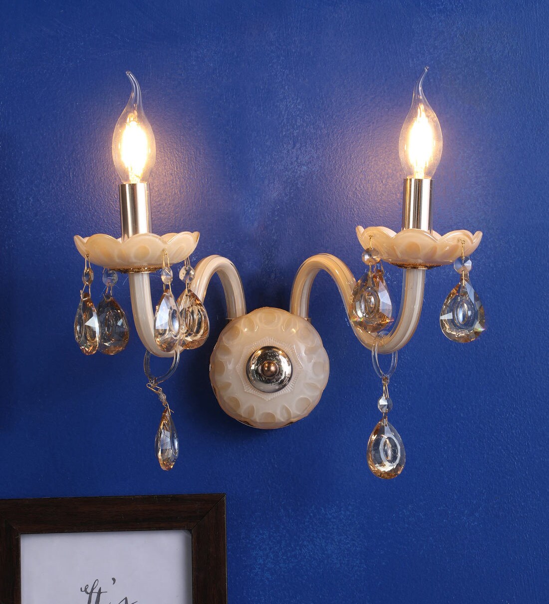 Buy Kiana Crystal Glass Wall Sconces by Stello Online Candle Wall Lights Wall Lights Lamps