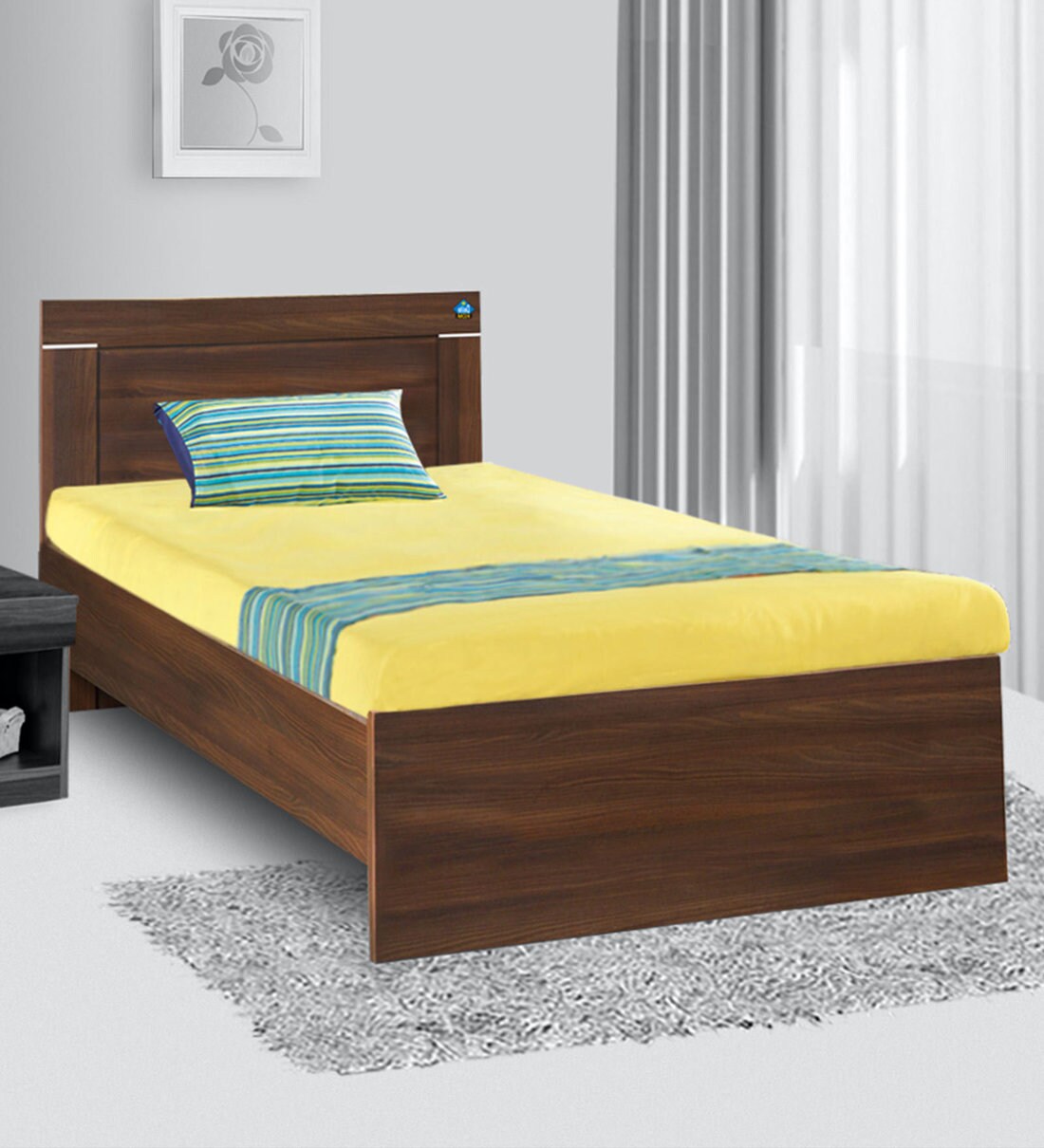 Buy Treasure Single Bed in Acacia Dark by Delite Kom Online Modern