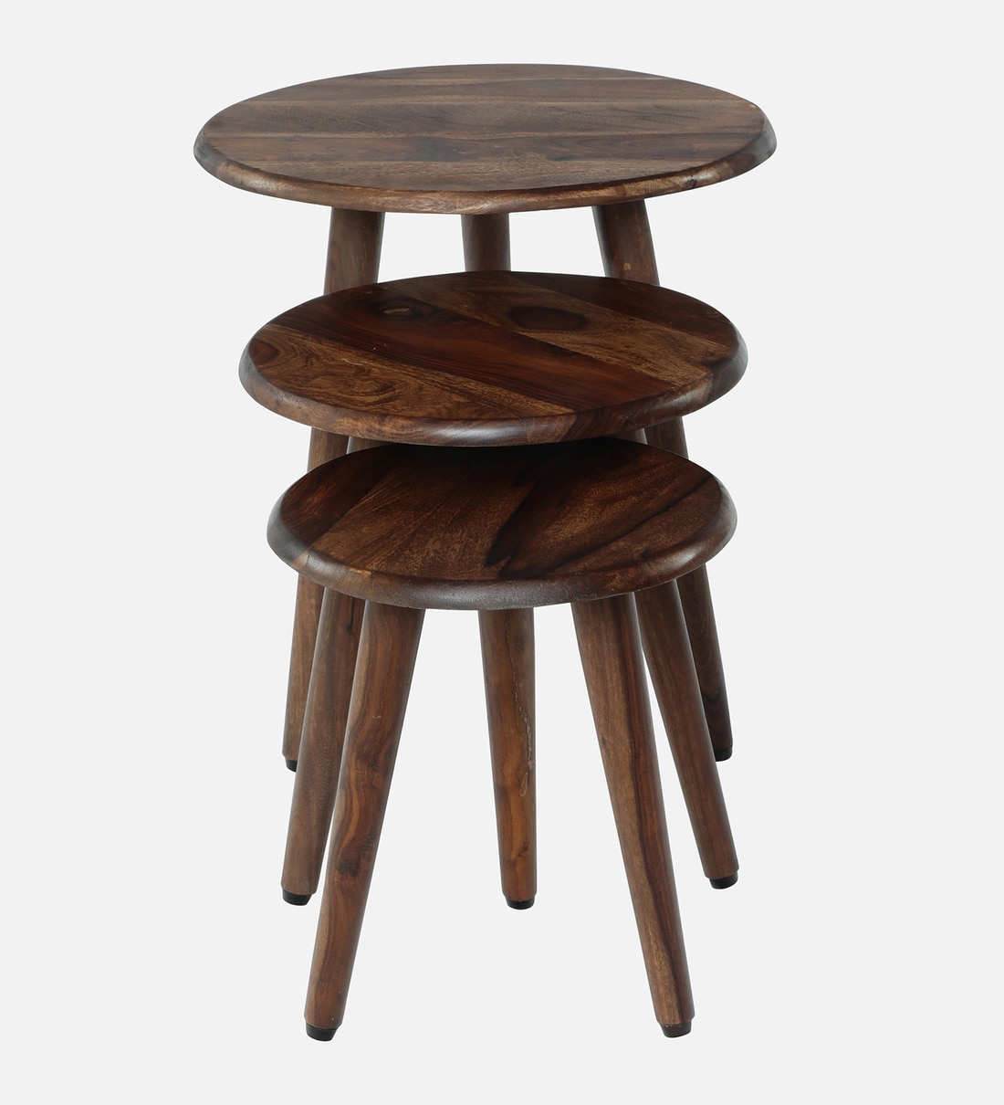 Buy Virton Sheesham Wood Nest Of Tables In Rustic Teak Finish By