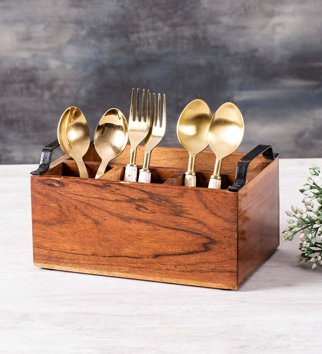 Buy Trendy Brown & Black MDF Cutlery Holder Online - Cutlery Holders ...