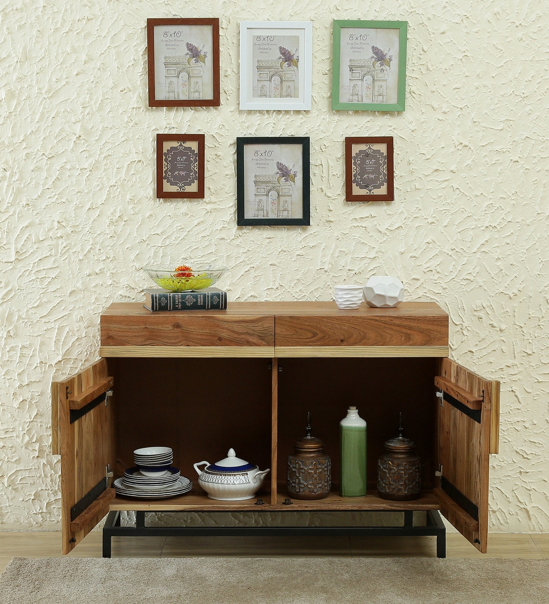 Buy Trestle Solid Acacia Wood Sideboard In Natural Acacia Finish By