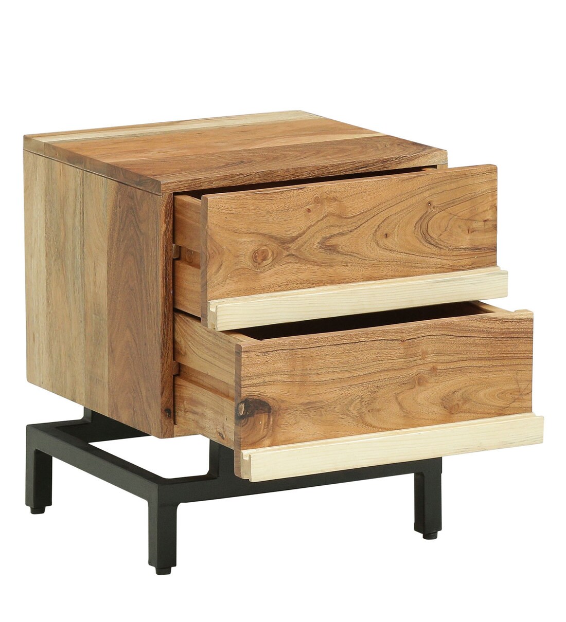 Buy Trestle Solid Wood Night stand in Natural Acacia Finish
