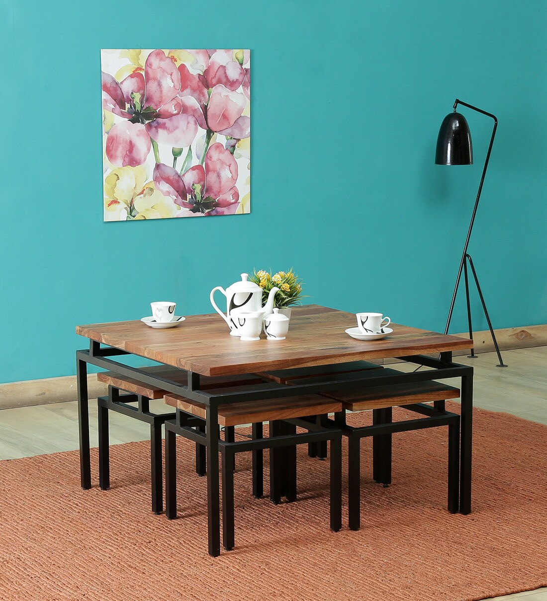 Buy Trestle Solid Wood Nesting Coffee Table Set in Natural Acacia