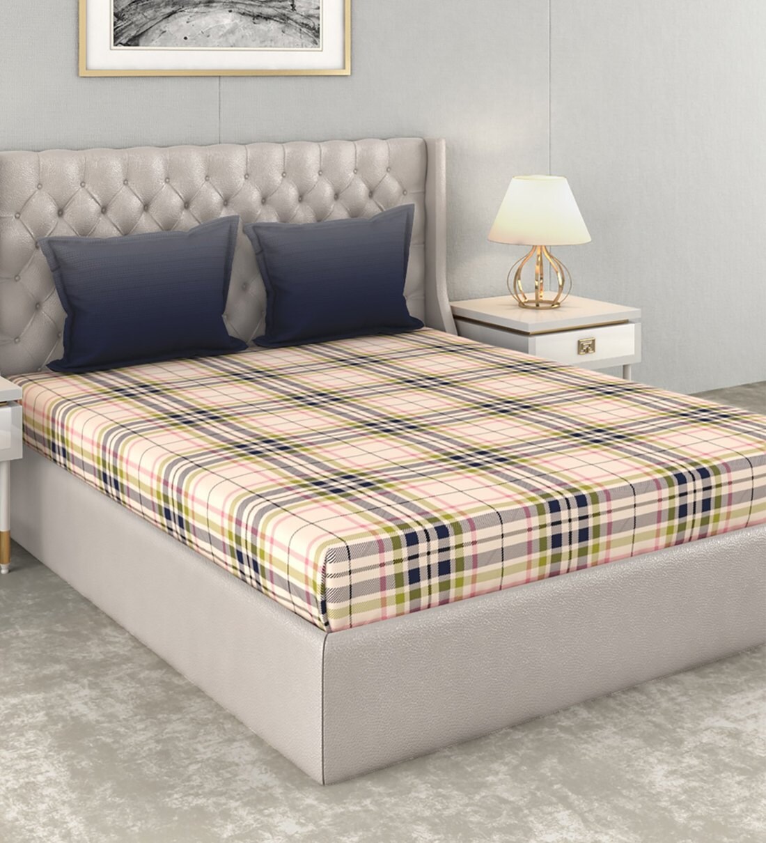 Buy Cotton 120TC Double Bedsheet with 2 Pillow Covers by Trident Online