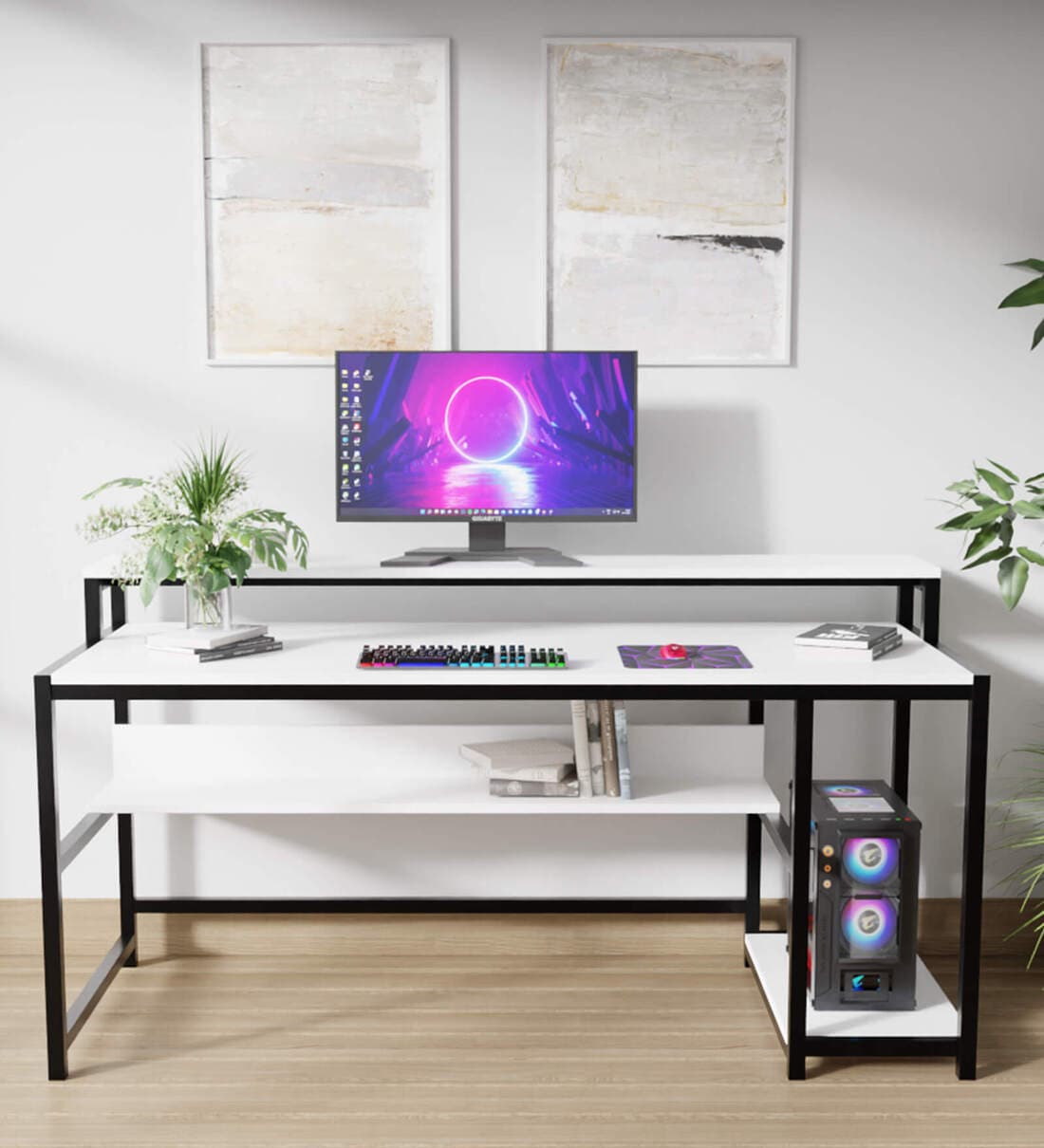 White Computer Console Buy Trio Workstation In White Finish at 100% OFF by Riyan Luxiwood ...