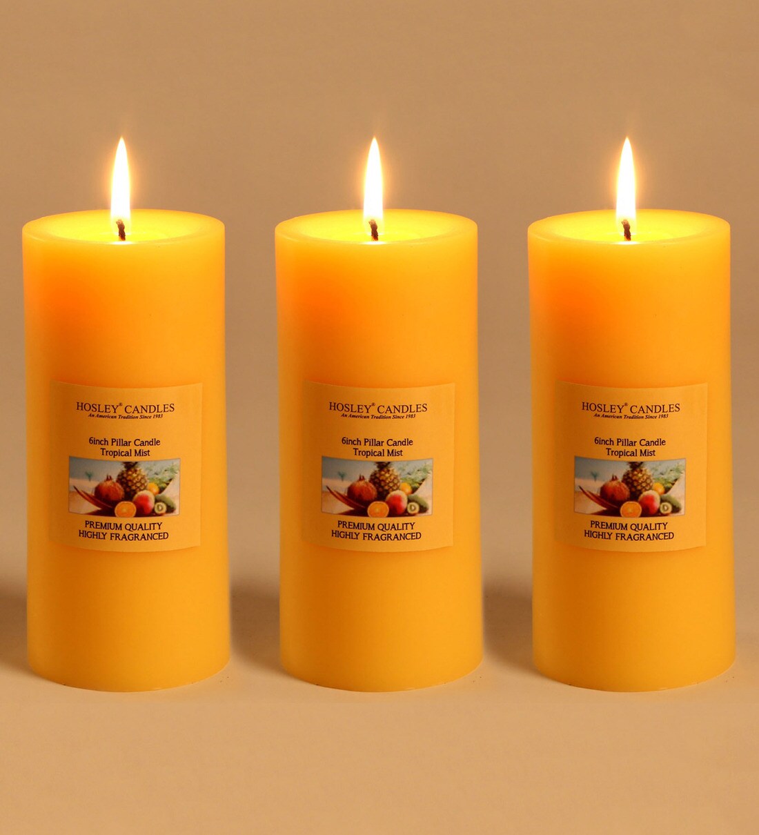 Buy Tropical Mist Aroma Set of 3 Yellow Wax Pillar Candles at 11 OFF