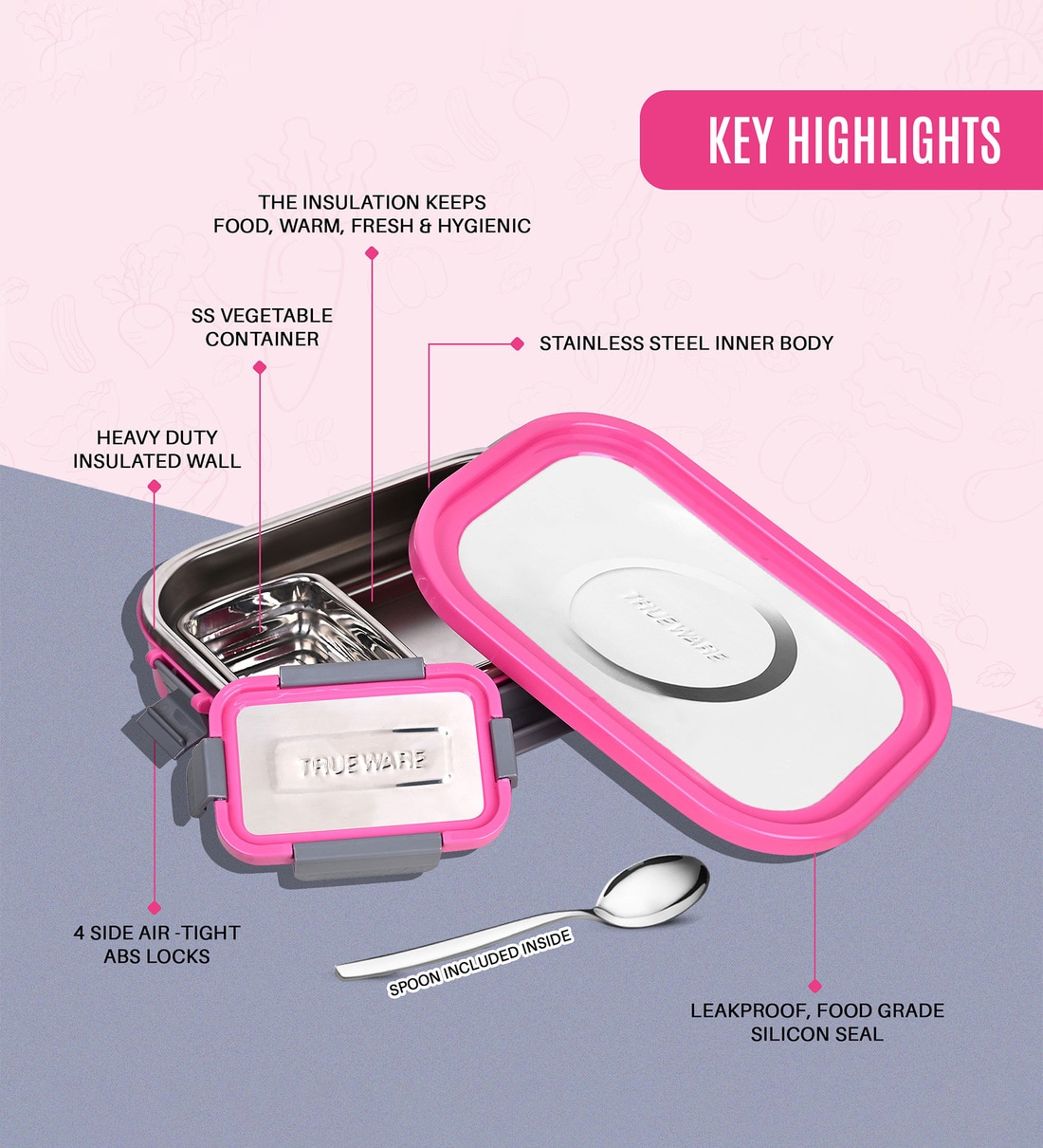 Buy Pink Litres Airtight Stainless Steel Pcs Thermoware