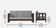 Tranquilcouch Solid Wood 3 Seater Sofa In Dark Walnut Finish