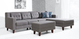 Travis 3 Seater LHS Sectional Sofa with Ottoman in Grey Colour with Ottoman