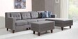 Travis 3 Seater LHS Sectional Sofa with Ottoman in Grey Colour with Ottoman