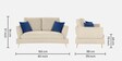 Trento Fabric 2 Seater Sofa in Light Grey Colour