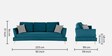 Trento Fabric 3 Seater Sofa in Blue Colour