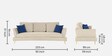 Trento Fabric 3 Seater Sofa in Light Grey Colour