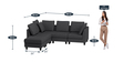 Tryano 5 Seater Interchangeable Corner Sofa in Dark Grey Colour in C Shape