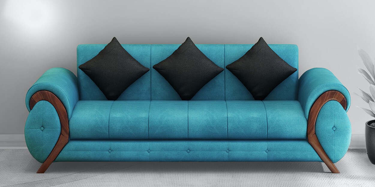 Buy Trendy 3 Seater Sofa in Aqua Blue colour by Muebles Casa Online