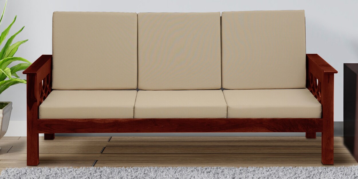 Buy Tropez Sheesham Wood 3 Seater Sofa In Honey Oak Finish at 10% OFF ...