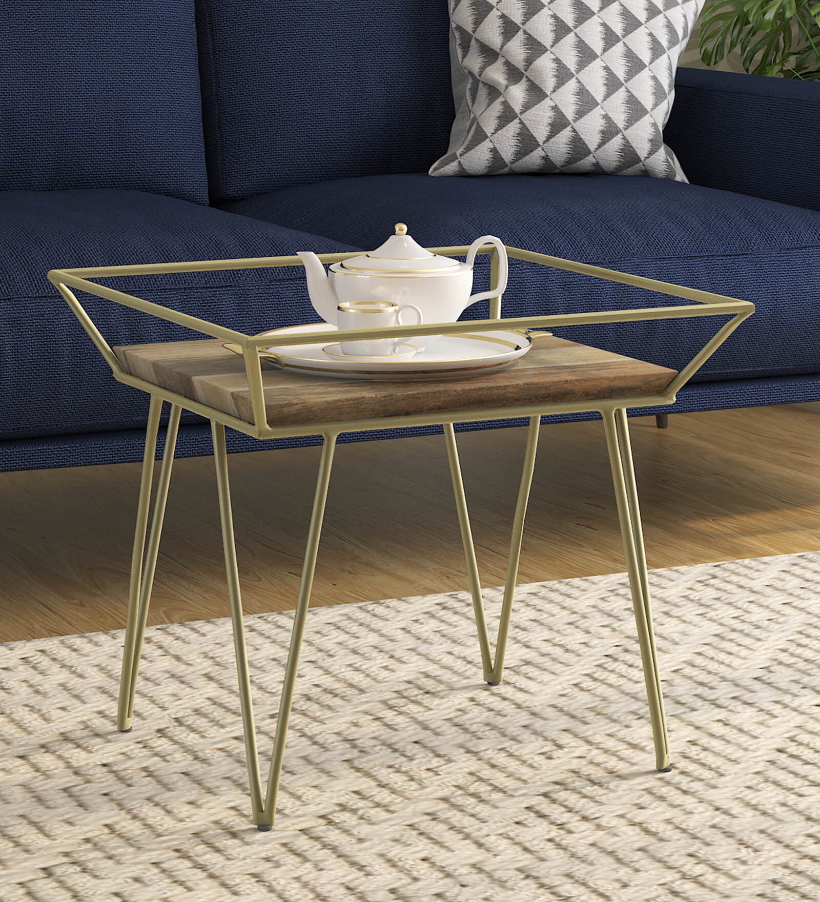 Buy Tracey End Table with Tray Top in Brass Finish Finish at 11 OFF by