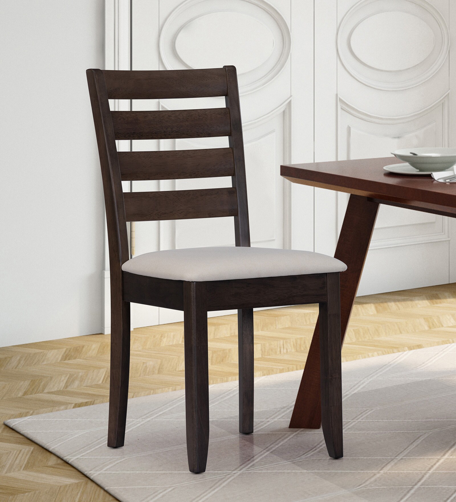 Buy Tracy Solid Wood Dining Chairs in Brown & White Colour at 50 OFF